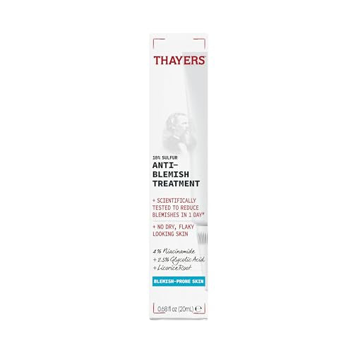 THAYERS Rapid Acne Treatment with 10% Sulfur, Sulfur Acne Treatment with Niacinamide and Glycolic Acid, Soothing and Non-Stripping Skin Care, 0.68 Fl Oz