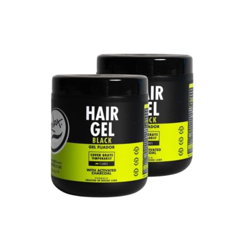 Rolda Black Styling Hair Gel 17.6oz Pack of 2 - Medium to Strong Hold, Black Charcoal Cover Gray