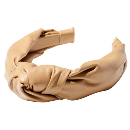 Bellefixe London Vegan Leather Knotted Headband - Camel, Eco-Friendly Hair Accessory
