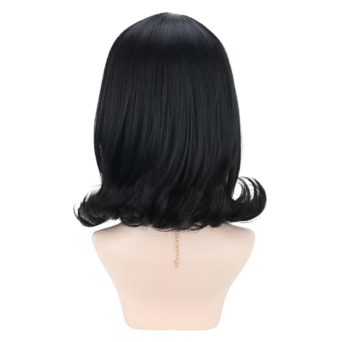 Short Black Wig for Cosplay & Costume Party - Layered & Straight Style with Adjustable Cap