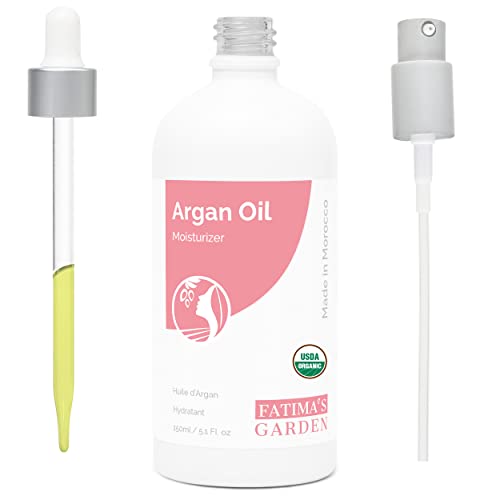 Fatima's Garden Organic Argan Oil - Pure Moisturizer for Skin & Hair, 150ml (5.1 Fl Oz) Pack of 1