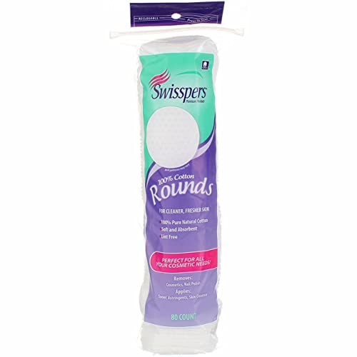Cotton Rounds 80 Count - Soft, Absorbent, Lint-Free Makeup Remover & Skincare Pads - 6 Pack
