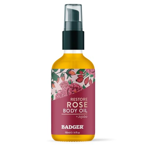 Damascus Rose Body Oil - Organic Jojoba & Pomegranate 4oz Glass Bottle