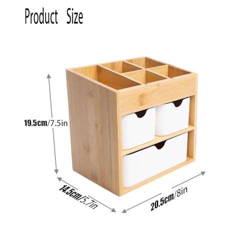 Small Bamboo Makeup Organizer 5.7"D x 8"W x 7.5"H - Ninebendstreams