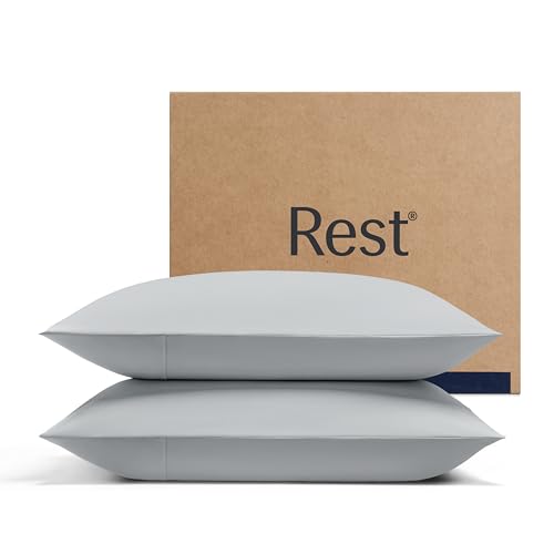 REST Evercool+ Cooling Pillowcases for Hot Sleepers - Light Gray, Standard, 2 Pack