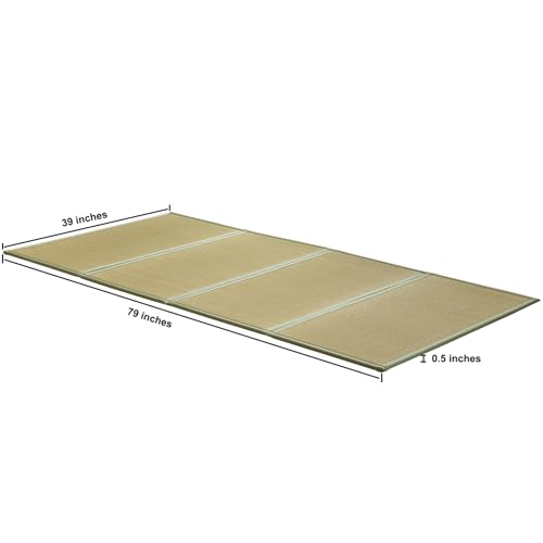 Twin Natural Rush Grass Tatami Mat - 3'3" x 6'7" - Traditional Japanese Floor Mat