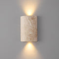 Natural Travertine Wall Sconce with Warm LED Light - Modern Japandi Minimalist Wall Lamp for Bedroom Living Room Hallway