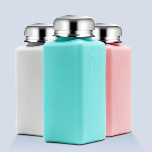 YUSHTPO Liquid Dispenser Pumping Bottle 100-250ml for Nails Polished Remover Stainless Steel Press Head Cosmetic