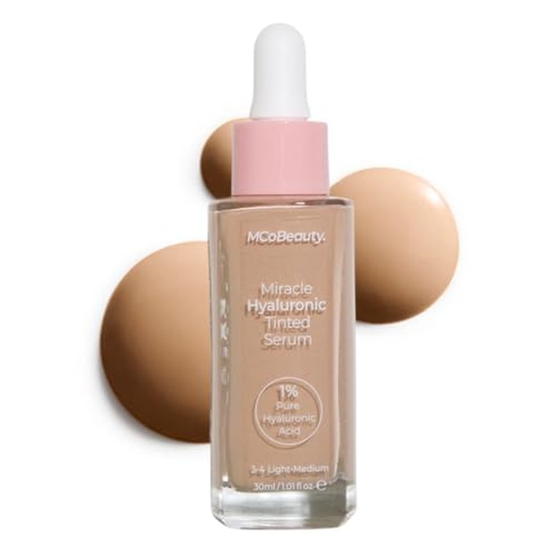 MCoBeauty - Miracle Hyaluronic Tinted Serum - 3-4 Light Medium - Skincare-Infused Hydrating Skin Tint with Hyaluronic Acid - Buildable & Medium Coverage Moisturizing Serum Foundation - Cruelty Free