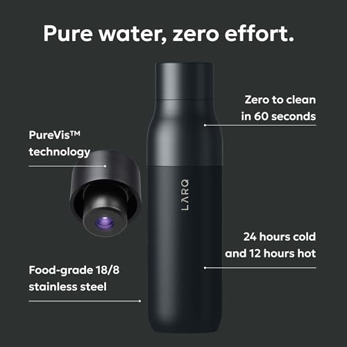 25 Ounce Self-Cleaning UV Water Bottle - Obsidian Black, Insulated Stainless Steel