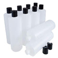 16oz Reusable HDPE Plastic Squeeze Bottles with Black Press Cap - Multi-Purpose, Food Safe, Bulk Pack of 10