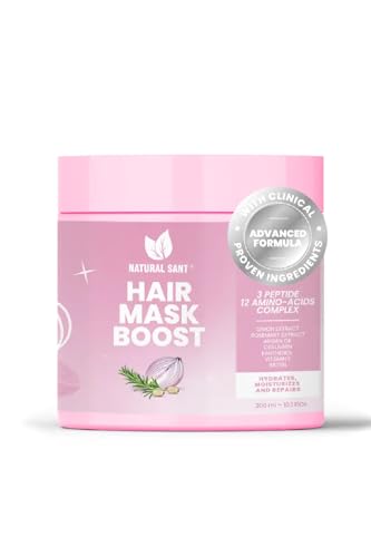 Natural Sant Onion Hair Mask with Argan Oil, Collagen & Biotin 10 oz - Deep Nourishing Treatment for Damaged Hair