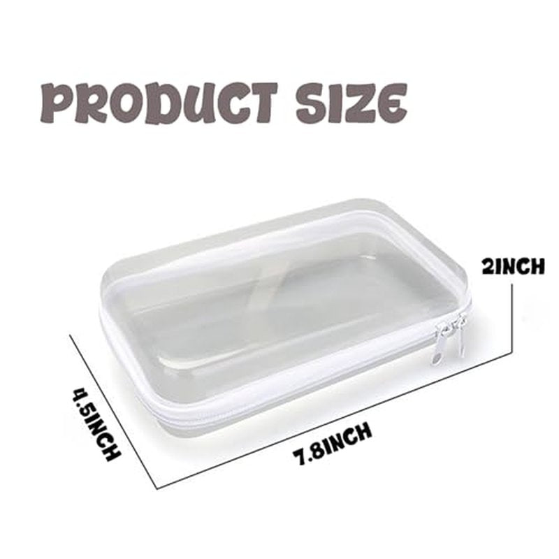 2PC Small Clear Hard Shell Plastic Zipper Case, Double Zippers Hard Clear Zipper, Used for Storing Snacks Makeup Tools and Toiletries
