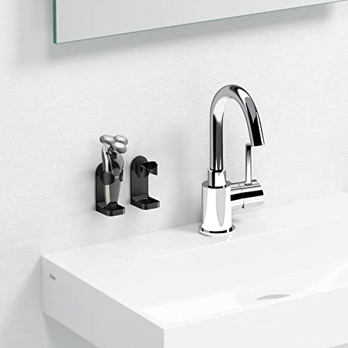 Linkidea 2 Pack Wall Mount Electric Shaver Holder, Self-adhesive Shower Organizer for Philips 7, 9 Series, Bathroom Razor Stand (Black)