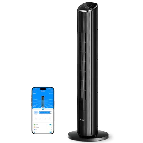 Black Tower Fan for Bedroom, 36 Inch, 5 Modes & 8 Speeds, Smart Wi-Fi Control