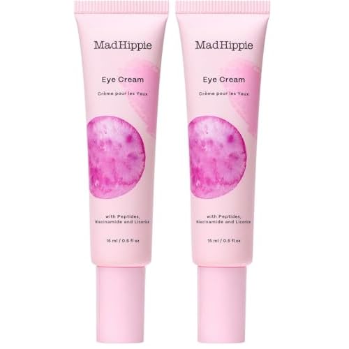 Mad Hippie Eye Cream - Anti-Aging Under Eye Cream for Dark Circles and Puffiness with Niacinamide, Peptides, Kakadu Plum & Licorice, Eye Treatment with Skin-Brightening Vitamin C, 0.5 Oz (Pack of 2)