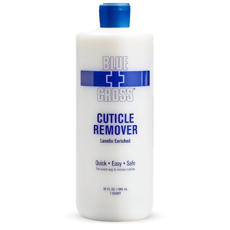 Cuticle Remover & Softener Liquid for Nails ? Blue Cross Professional Nail Care with Lanolin, Hydrating Treatment for Dry Cuticles & Hangnails, Made in USA, 32oz