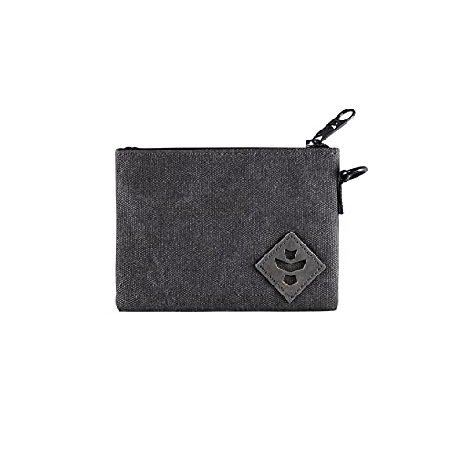 Revelry Mini Broker Small Cosmetic Bag| Stealth Mode Stink Locking Pouch Bag with Carbon Filtration System|Pocket Size Waterproof & Lockable Bag 0.25L 6" x 4.5" (Smoke)