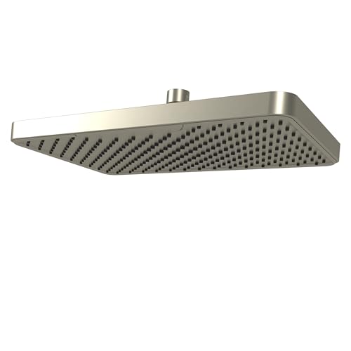 Rain Shower Head 12 Inch Rectangle Brushed Nickel Ceiling & Wall Mount - Luxury Fixed Showerhead with 184 Nozzles