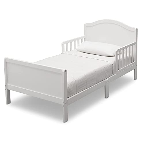 Delta Children Bennett Wood Toddler Bed Bianca White - Greenguard Gold Certified, Low Profile, Safety Guardrails