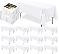 12 Pack White Rectangle Tablecloths 60 x 102 Inch for 6 Foot Tables - Wrinkle-Resistant Polyester, Reusable Event Cover - Variation: White-60 x 102 Inch, 12 Pack
