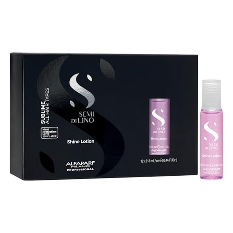 ALFAPARF MILANO Semi di Lino Shine Lotion Leave In Hair Treatment with Thermal Protection - Adds Brilliant Shine - Gives Support, Definition, Body, Flexibility - 12 Vials / 0.44 Fl Oz
