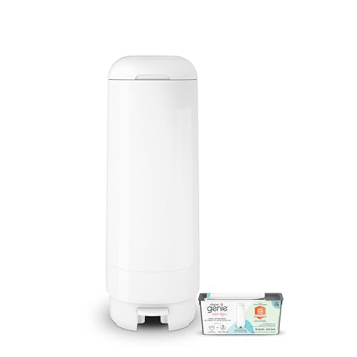 Diaper Genie Signature Pail White + Long-Lasting Refill - Odor Control