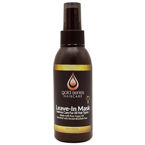 Moroccan Gold Series Argan Oil Leave-In Hair Mask 4.2 Fl Oz – Nourishing Keratin Spray for Curly & Damaged Hair