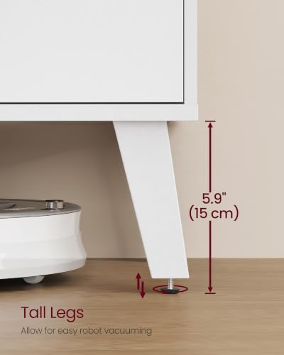 VASAGLE White 58-Inch TV Stand for 65 Inch TV with Adjustable Shelf - Modern Entertainment Center