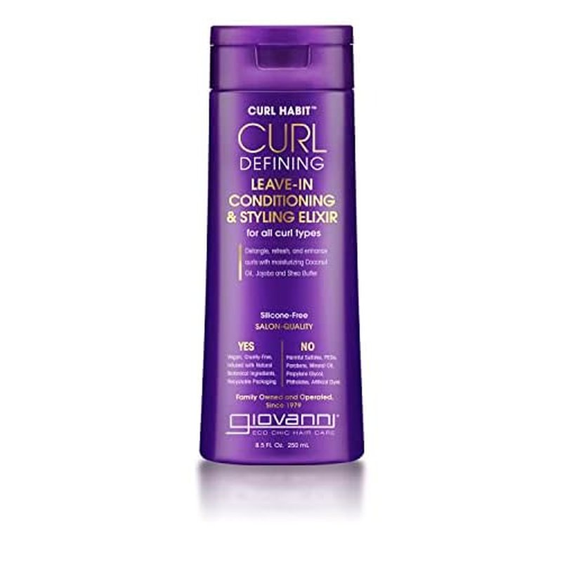 GIOVANNI Curl Habit Curl Defining Leave-In Conditioning & Styling Elixir - For All Curl Types, Vegan, Cruelty Free - 8.5 oz (Pack of 1)