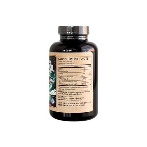 Wild Alaskan Salmon Fish Oil Omega 3 Supplement for Humans | EPA and DHA | Kwee-Jack Fish Co. | 120 Softgels 1000mg Salmon Oil