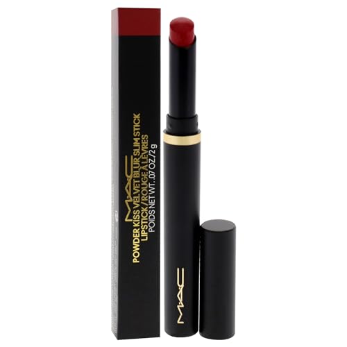 MAC Powder Kiss Velvet Blur Slim Lipstick - 889 Ruby Red - 0.07 oz, Red, New