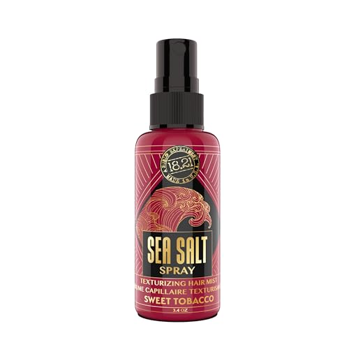 18.21 Man Made Sea Salt Texturizing Spray for Men - Weightless All-Day Hold, Tobacco Scent