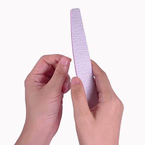 Nail Files 80/80 Grit (100 Pack), Emery Boards for Acrylic Nails and Gel Nails, Coarse Nail File 80 Grits Double Sided Emory Board Professional Nail Filers Reusable Washable Manicure Curved Gray Bulk