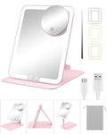 Gospire Travel Makeup Mirror with Lights 10X Magnifier - Pink