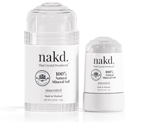 Natural Crystal Deodorant Stone - Aluminum Free Unscented, 4.25 oz & Travel Size