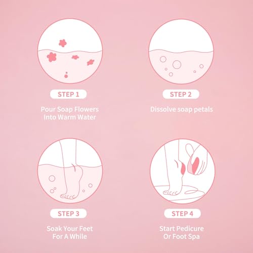 Pedicure Soap Flowers Foot Soak Petals, Rose Scented Bath Soap Sheets for Foot Spa and Pedicure Parties, 100g