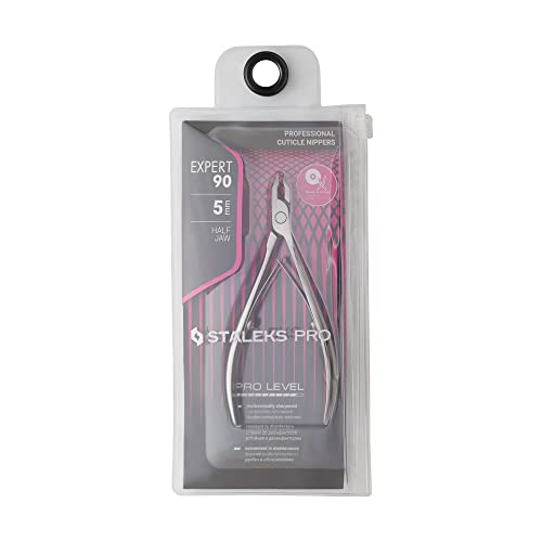 STALEKS PRO Expert 90 5mm Professional Cuticle Nippers ? Stainless Steel Skin Nippers for Manicure