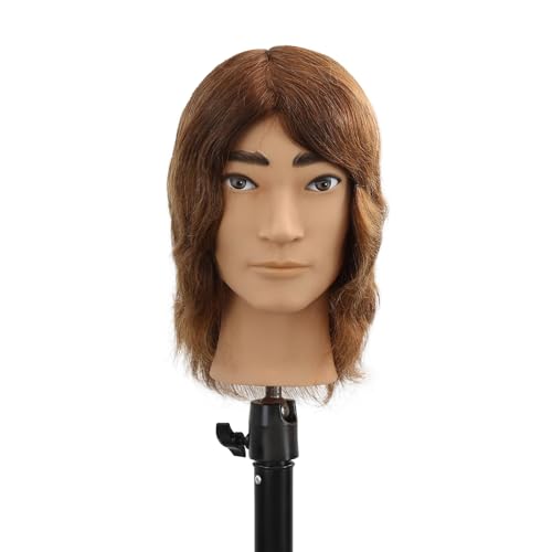 Stancia Dark Brown Male Mannequin Head with 100% Human Hair for Hairdressing Practice