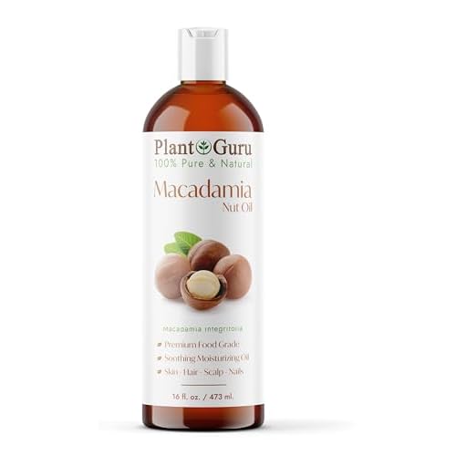 Plant Guru Macadamia Nut Oil 16 fl. oz. Cold Pressed 100% Pure Natural Carrier ? Skin, Face, Body, and Hair Moisturizer. Ideal for DIY Creams, Lotions, and Lip Balms