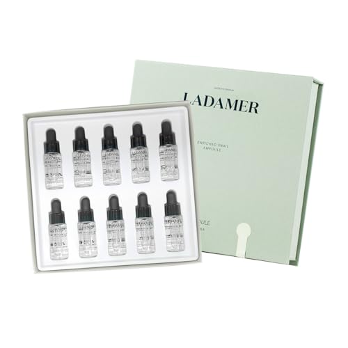 LADAMER-Snail-Mucin-Ampoule-Hyaluronic Acid-Enriched Hydrating Serum Clinical Spa Cosmetic Premium Korean Skincare Acell-300 0.16 fl.oz x 10 packs