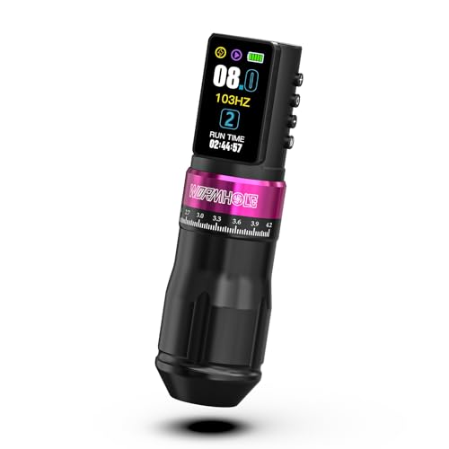 Wireless Rotary Tattoo Pen with 2300mAh Battery Pink3 - Adjustable Stroke Professional Machine