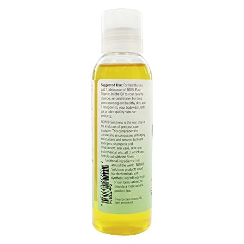 NOW Foods Solutions Certified Organic Jojoba Oil, 4 oz Liquid