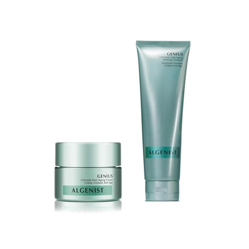 Algenist GENIUS Cleanse & Firm Set ? Melting Facial Cleanser (5 oz) + Face Cream (0.5 oz) ? Vegan Skincare with Alguronic Acid & Microalgae Oil for Radiance, Hydration & Smooth Texture