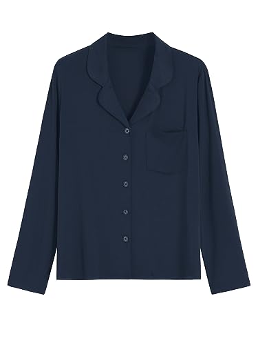 Latuza Women's Petite Pajamas Set X-Large Navy - Short Sleeve Top & Pants