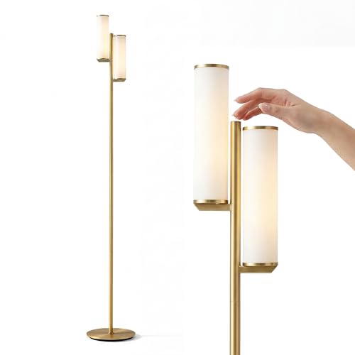 Brightech Gemini Dimmable Floor Lamp - Brass Tall Tree Style for Living Room & Bedroom