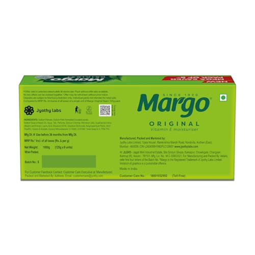 Margo Neem Soap with 1000 Neem Leaves - 8 Pack, 125g Each Natural Skin Care