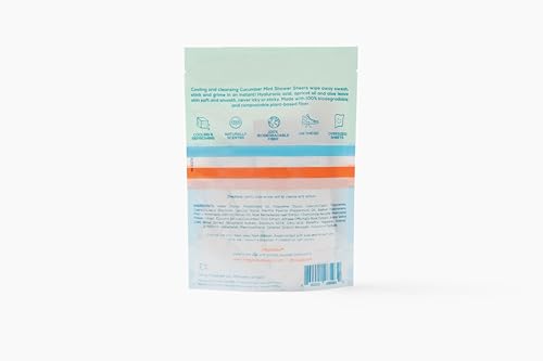 Megababe Cucumber Mint Shower Sheets - 10 Individually Wrapped Body Cleansing Cloths (Pack of 2)