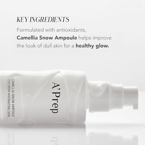 A'Prep Camellia Snow Ampoule ? Hydrating & Brightening Facial Serum with Camellia Japonica, Niacinamide & Hyaluronic Acid, EWG Green Formula, Korean Skincare, 50ml