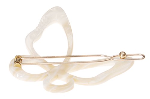 Large Butterfly Cutout Hair Barrette - Alba Finish, French Tige Boule Clasp